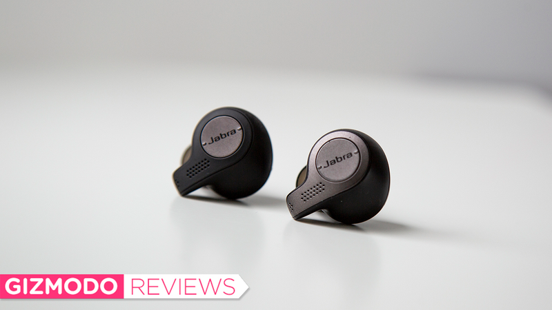 The $190 Jabra Elite Active 65t, which is water resistant, is on the left, and the $170 Jabra Elite 65t is on the right.